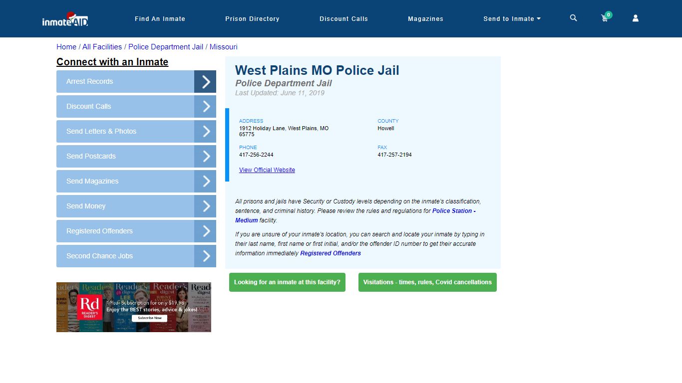 West Plains MO Police Jail & Inmate Search - West Plains, MO