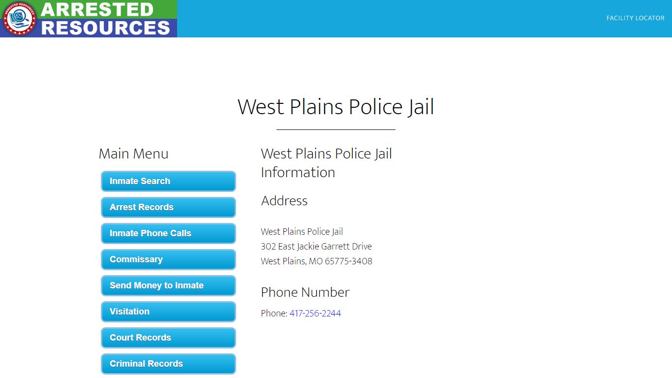 West Plains Police Jail - Inmate Search - West Plains, MO